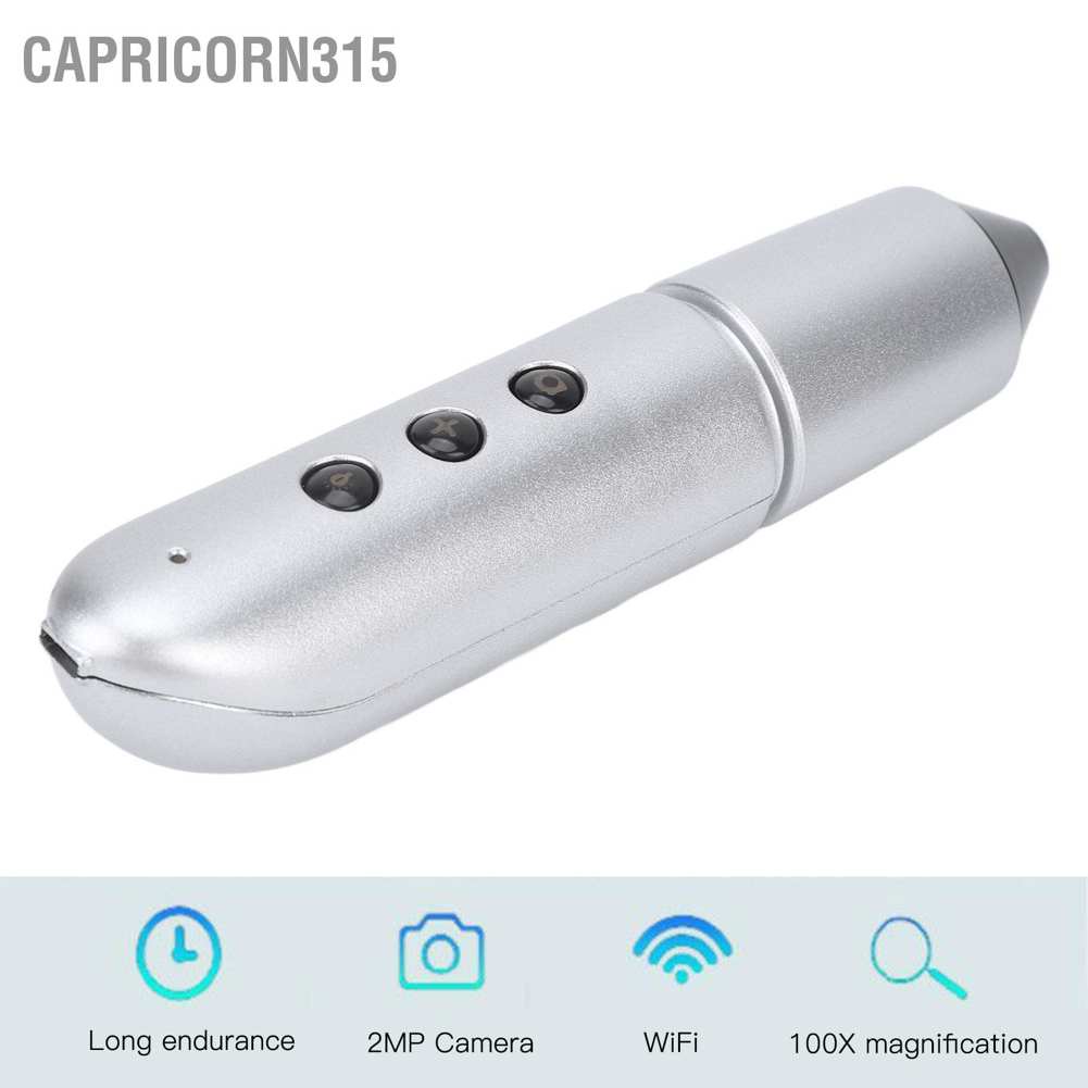 capricorn315-เครื่องตรวจจับขน-wifi-100x-กล้อง-2mp-วิเคราะห์สุขภาพหนังศีรษะ-รูขุมขน-สีเงิน