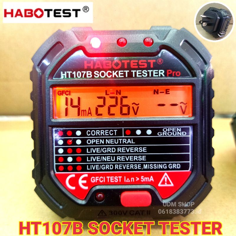 ปลั๊กเทส HABOTEST HT107B [ NEW ] Socket Testes Pro เครื่องตรวจปลั๊กวัด ...