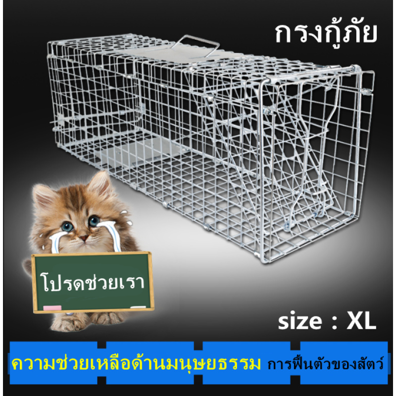 cattrap4you-xl-trap-cat-made-of-galvanized-กรงดักแมว-amp-กรงดักหมา-mycattrap-ปลอดภัยอย่าให้โดนสัตว์ขังกรงถังขยะกับดัก