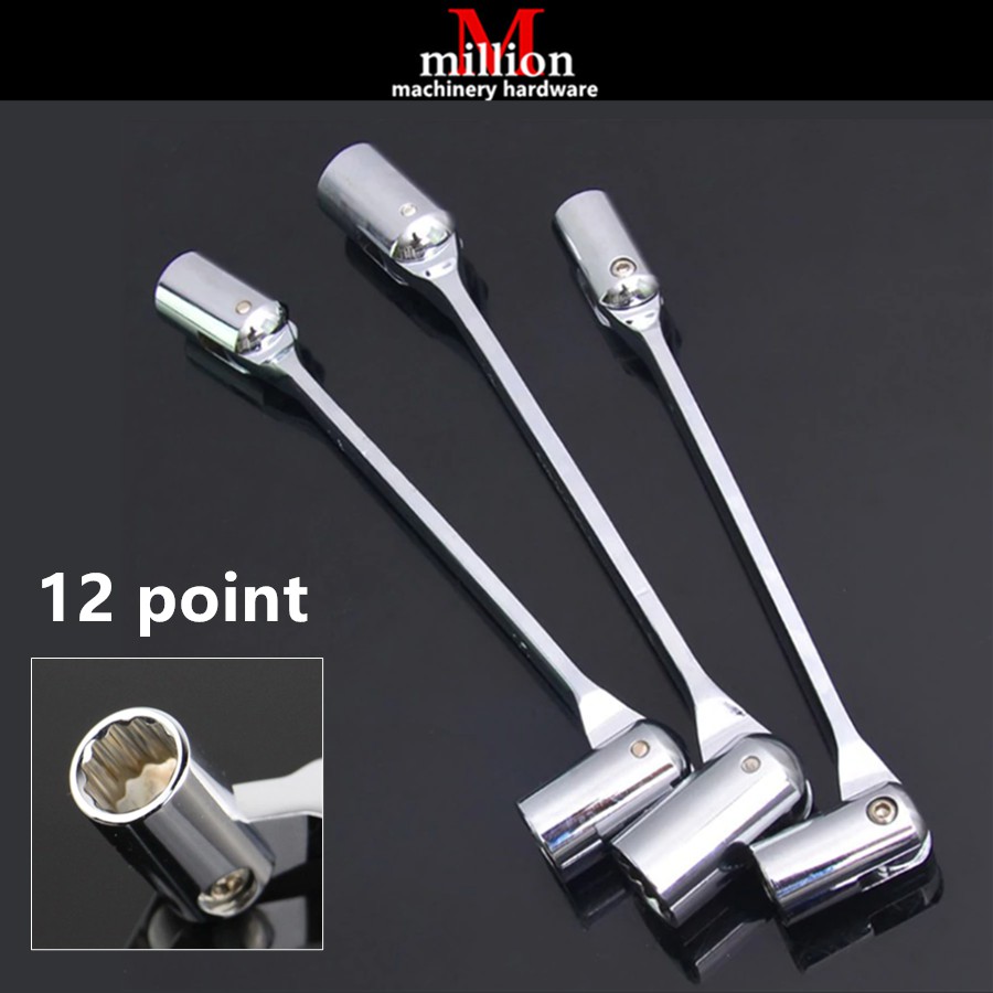 (1pc) Metric Double 12 point Swivel Head Flexible Socket Wrench Spanner ...