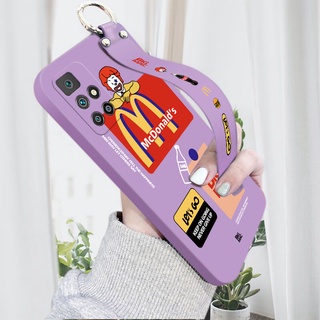 สําหรับ Xiaomi Redmi 10 9T 9A 9C 8 เคสโทรศัพท์มือถือ ซิลิโคนนิ่ม กันกระแทก ลายการ์ตูน McDonalds พร้อมขาตั้ง และสายคล้องข้อมือ