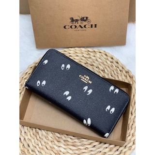 New in! Limited edition DISNEY X COACH ACCORDION ZIP WALLET WITH THE SEVEN DWARFS EYES PRINT