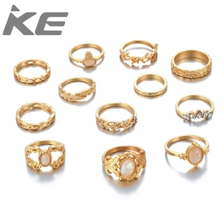 Jewelry diamond leaf ring ring set 12-piece set of empty rings for women for girls for women l