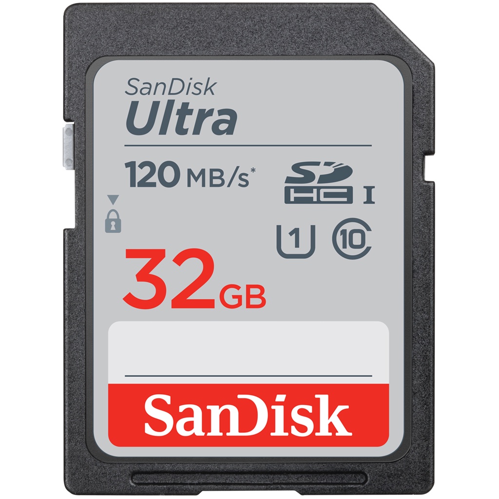 ข้อมูลเกี่ยวกับ SanDisk Ultra SD Card 32GB Class10 SDHC Speed 120MB/s (SDSDUN4-032G-GN6IN) เมมโมรี่การ์ด สำหรับ กล้องมิลเลอร์เลส DSLR Mirrorless ประกัน10ปี