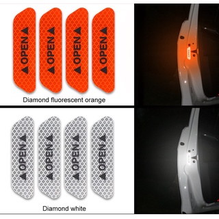 INSMART 4 ชิ้น รถยนต์ OPEN สติกเกอร์สะท้อนแสง คําเตือน สากล เทปสะท้อนแสง ป้ายสะท้อนแสง ประตูรถ