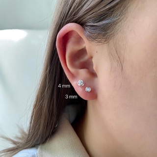 🔥กรอกโค้ด CLMLH ลด 45.-🔥/ ต่างหูczเงินแท้ ต่างหูเงินแท้925  พลอยczเกรดอย่างดี ต่างหูวงกลม silver earring เหมาะกับคนแพ้ง