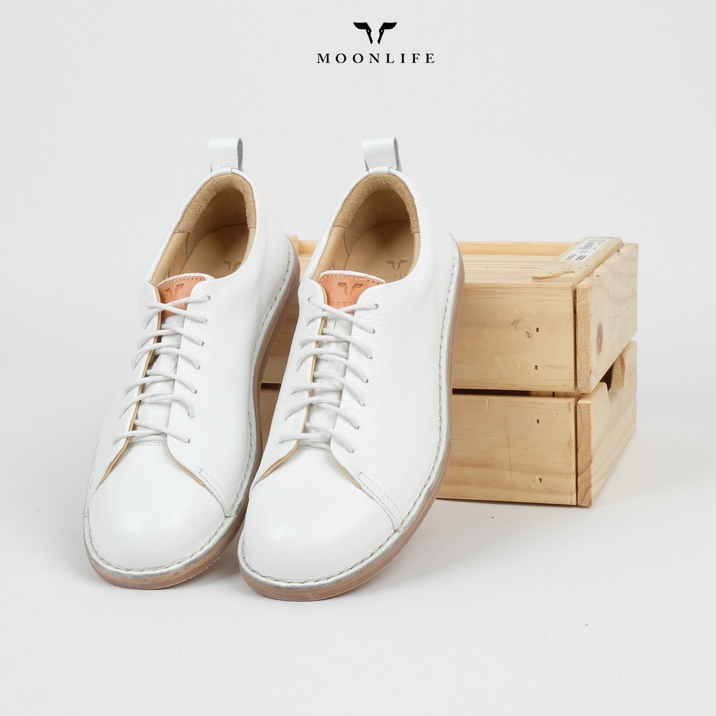 Moonlife Silky sneaker - white รองเท้าหนังวัวแท้ สนีกเกอร์ สไตล์วินเทจ ...