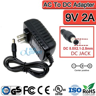 1PCS High quality AC/DC 9V 2A ( 2000mA ) Switching Power Supply adapter  US plug 5.5mm x 2.1mm-2.5mm