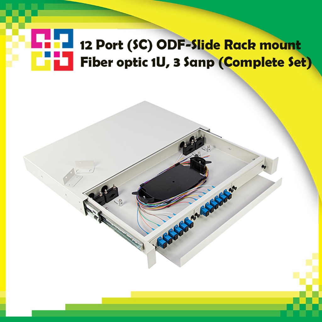 12-port-sc-odf-slide-rack-mount-fiber-optic-1u-3-sanp-complete-set