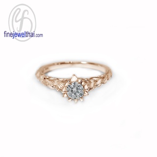 Finejewelthai-แหวนวินเทจ-แหวนเพชร-เพชรสังเคราะห์-แหวนเงินแท้-Vintage-Diamond-CZ-Silver-Ring-R1436czg/ pg