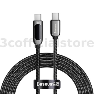 Baseus 100W จอแสดงผล LED USB-C เป็น USB-C PD สายเคเบิลส่งพลังงาน ชิป E-mark ชาร์จเร็ว สายถ่ายโอนข้อมูล