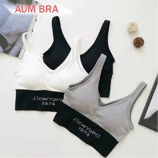 A51 ชุดชั้นในกีฬา sport bra การออกแบบสายคล้องไหล่เดี่ยว พิมพ์ลายภาษาอังกฤษ  มี3สีให้เลือก