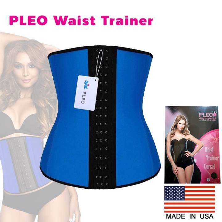 pleo-ปลอกรัดเอว-waist-trainer-corset-เอวคอด-เอวเพรียว-ปรับรูปร่างสรีระ-จาก-usa-สีน้ำเงิน