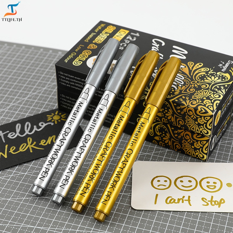 ttllip-ปากกามาร์กเกอร์สีทองและสีเงินสําหรับทําการ์ดอัลบั้มภาพจิตรกรรม-diy