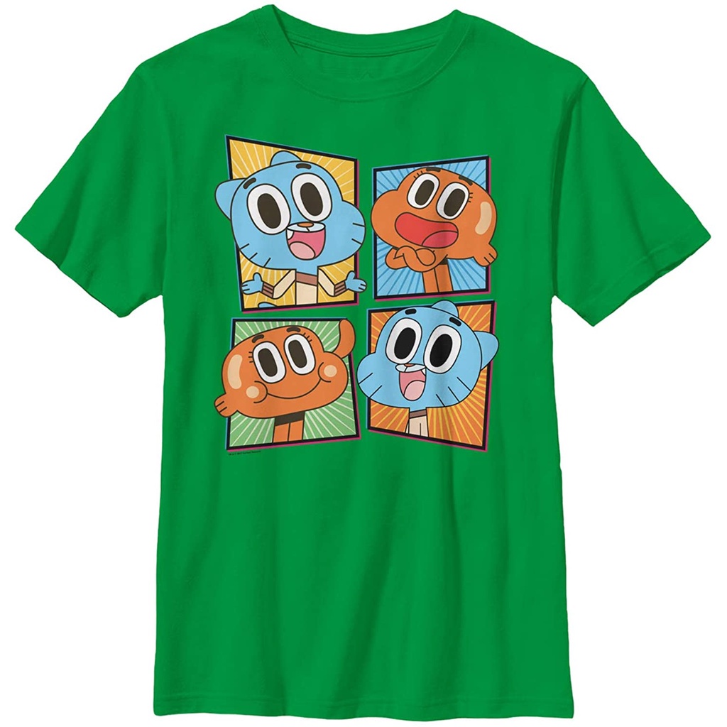 เสื้อยืดแขนสั้น-boys-the-amazing-world-of-gumball-brother-panels-t-shirt-the-amazing-world-of-gumball-popular-t-shirts