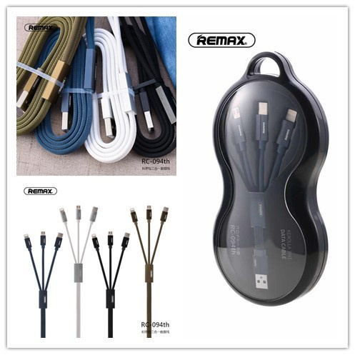 REMAX Kerolla 3 in 1 DATA cable สายชาร์จ แบบสายผ้า 3หัว iPhone + Micro ...