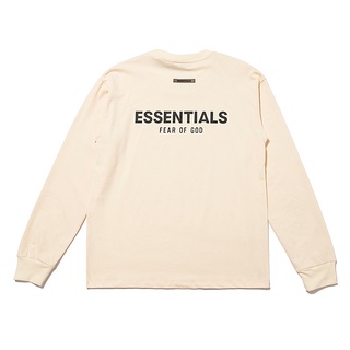 เสื้อยืดลําลอง แขนยาว คอกลม ผ้าฝ้าย พิมพ์ลายตัวอักษร FOG ESSENTIALS พลัสไซซ์ แฟชั่นใหม่ สําหรับผู้ชาย และผู้หญิง