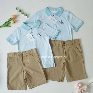 CK Fine-Stripe Polo Shirt and Twill Shorts, 2-Piece