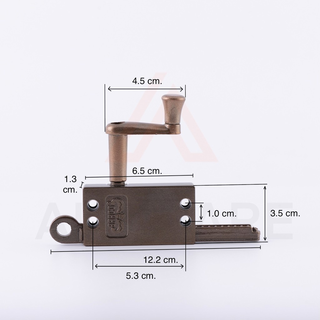 มือหมุนบานเกล็ด-barco-เงิน-ชา-บาร์โก้-มือหมุนหน้าต่างบานเกล็ด-มือหมุน-บานเกล็ด-ที่หมุน-ที่หมุนบานเกล็ด-aluware-aw074