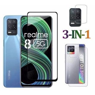 3in1 Realme 8 5G / Realme C21 / Realme C25 ฟิล์มเลนส์กล้อง + ฟิล์มกระจกเต็มจอ+ ฟิล์มหลัง ฟิล์มกันกระแทกขอบดำ