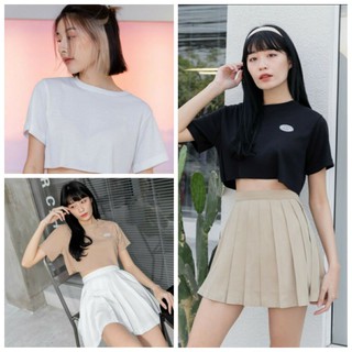 Allshoppa | พร้อมส่ง! Crop top เสื้อครอปผ้าร่องเล็กสไตล์เกาหลี ใส่สบายสุดๆ