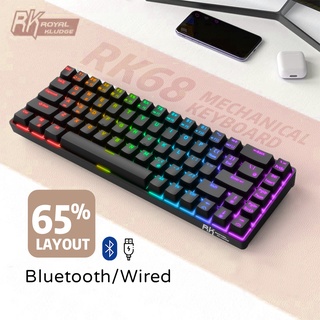 ROYAL KLUDGE RK68 Mechanical Gaming Keyboard บลูทูธไร้สาย/สาย USB แป้นพิมพ์เกมมิ่ง RGB Hot Swappable Blue/Brown/Red Switch