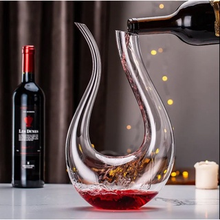 1.5L ขวดเหล้าสาเกดีไซน์รูปตัวยูไร้สารตะกั่วแก้วคริสตัลขวดไวน์แดง ขวดเหล้า ขวดไวน์สร้างสรรค์ ขวดไวน์แดง ขวดแก้วใส่เหล้า