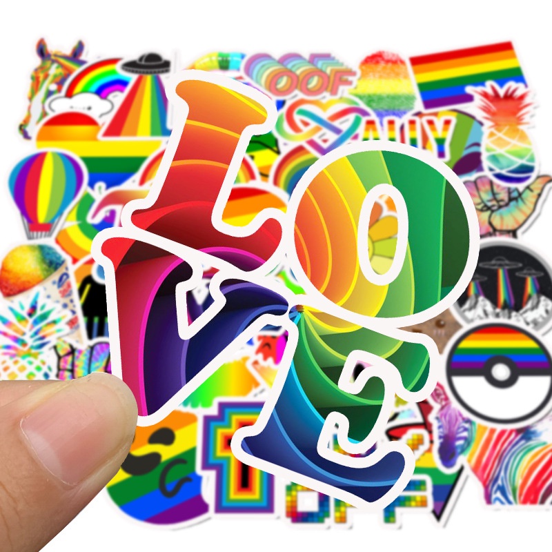 ภาพหน้าปกสินค้าสติกเกอร์ สติกเกอร์สายรุ้ง สติกเกอร์ลอกง่าย เรนโบว์ สายรุ้ง ลอกง่าย 50 ชิ้น Rainbow LGBT PRIDE Sticker easy to remove จากร้าน rainbowrepublic บน Shopee