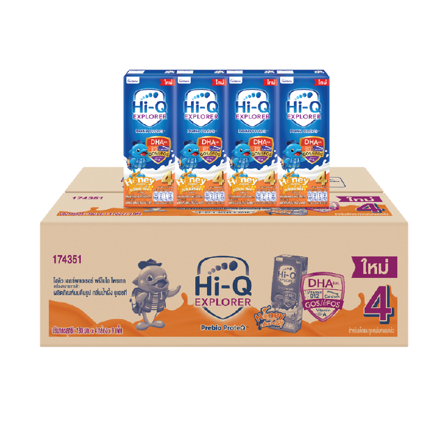 [UHT] x1 ลัง ไฮคิว เอกซ์พลอเรอร์ พรีไบโอโพรเทก (สูตร 4) ยูเอชที กลิ่นน้ำผึ้ง 180 มล. (36 กล่อง) สำหรับเด็กและทุกคนในครอบครัว Hi-Q Explorer Stage 4 UHT for Kids Honey