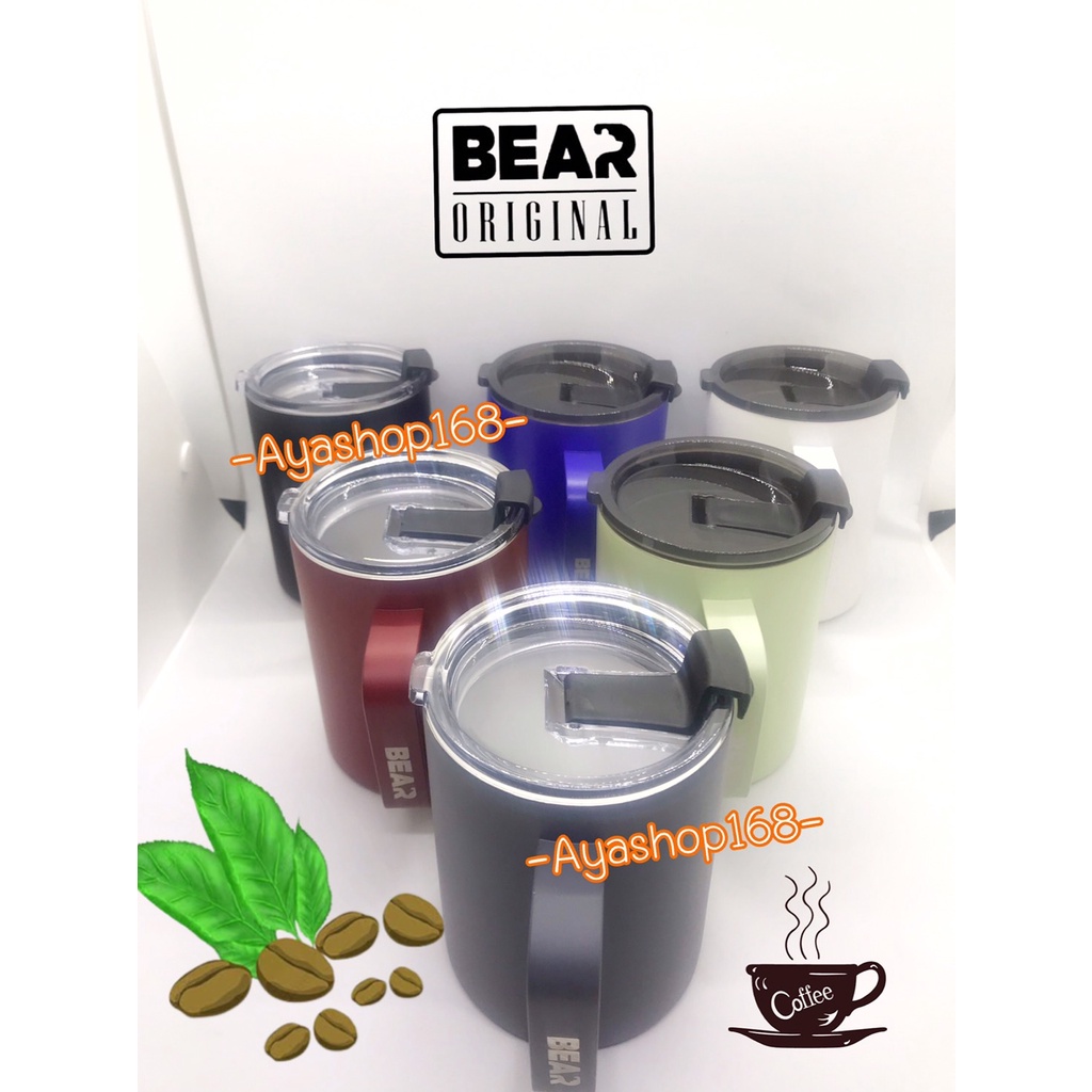 ถูกที่สุด-แก้ว-bear-coffee-cup-10oz-304สเเตนเลส-2-ชั้น-พร้อมหูจับ-ของแท้