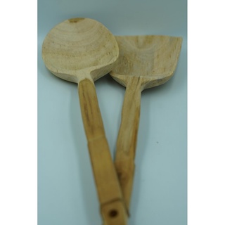 ตะหลิวไม้สัก ตะหลิวไม้ ทัพพีไม้สัก ทัพพีไม้ 3.5 นิ้ว Teak Wood Turner ด้ามยาว 14.5 นิ้ว จำนวน 1 คู่ (2 อัน) ราคาถูก ค...