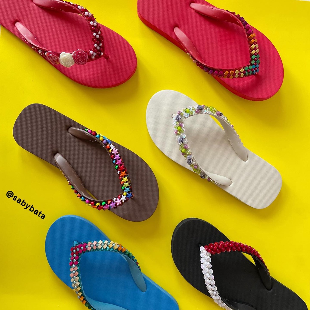 ภาพสินค้า️ 𝗝𝗼𝘆 ️ รองเท้าไซส์ใหญ่ 36 - 45 ️ รองเท้าแตะหนีบ ลูกปัด รองเท้าไปทะเล ️ แฮนเมด Bigsize จ่ายปลายทาง plussize beads จากร้าน sabybata บน Shopee ภาพที่ 2
