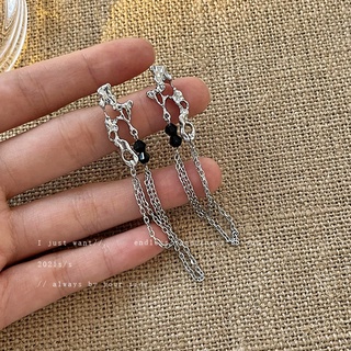 925 silver needle chain long fringed irregular earrings retro exaggerated lava earrings personality sweet and cool earri