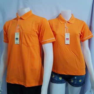 เสื้อโปโลสีส้ม เสื้อทำงานสีส้ม เสื้อคอปกสีส้ม ชายหญิง  เสื้อชายมีกระเป๋า เสื้อสุภาพ
