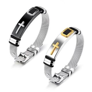 ภาพหน้าปกสินค้าMen\'s Stainless Steel Cross Gold/Silver Bracelet Punk Titanium Steel Jewelry ซึ่งคุณอาจชอบราคาและรีวิวของสินค้านี้