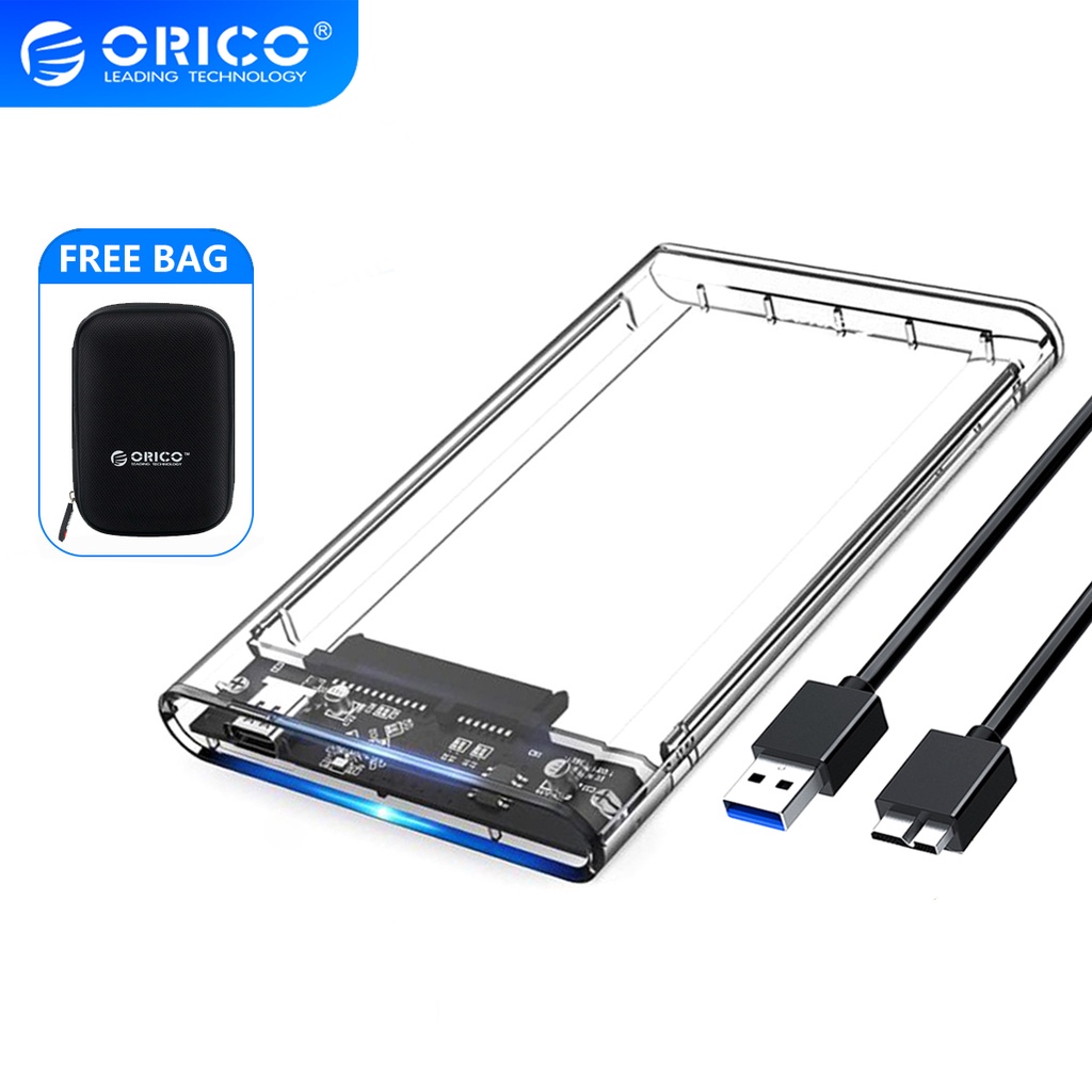 ภาพหน้าปกสินค้าORICO 2.5" USB 3.0 SATA HDD Box HDD Hard Disk Drive External HDD Enclosure Transparent Case Tool Free 5Gbps Support 2TB (2139) จากร้าน orico.th บน Shopee