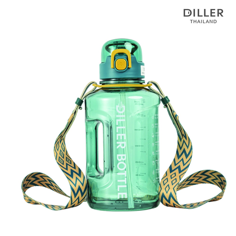 diller-tritan-flask-1700ml-db013-กระติกน้ำฝากดหลอดพร้อมสายสะพายและล็อก-พลาสติกไททั้นเบาและทน-bpa-free-รับประกันสินค้า