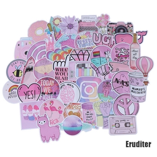 &lt;Eruditer&gt; สติกเกอร์ Kawaii สีชมพู สําหรับตกแต่งรถยนต์ กระเป๋าเดินทาง 53 ชิ้น