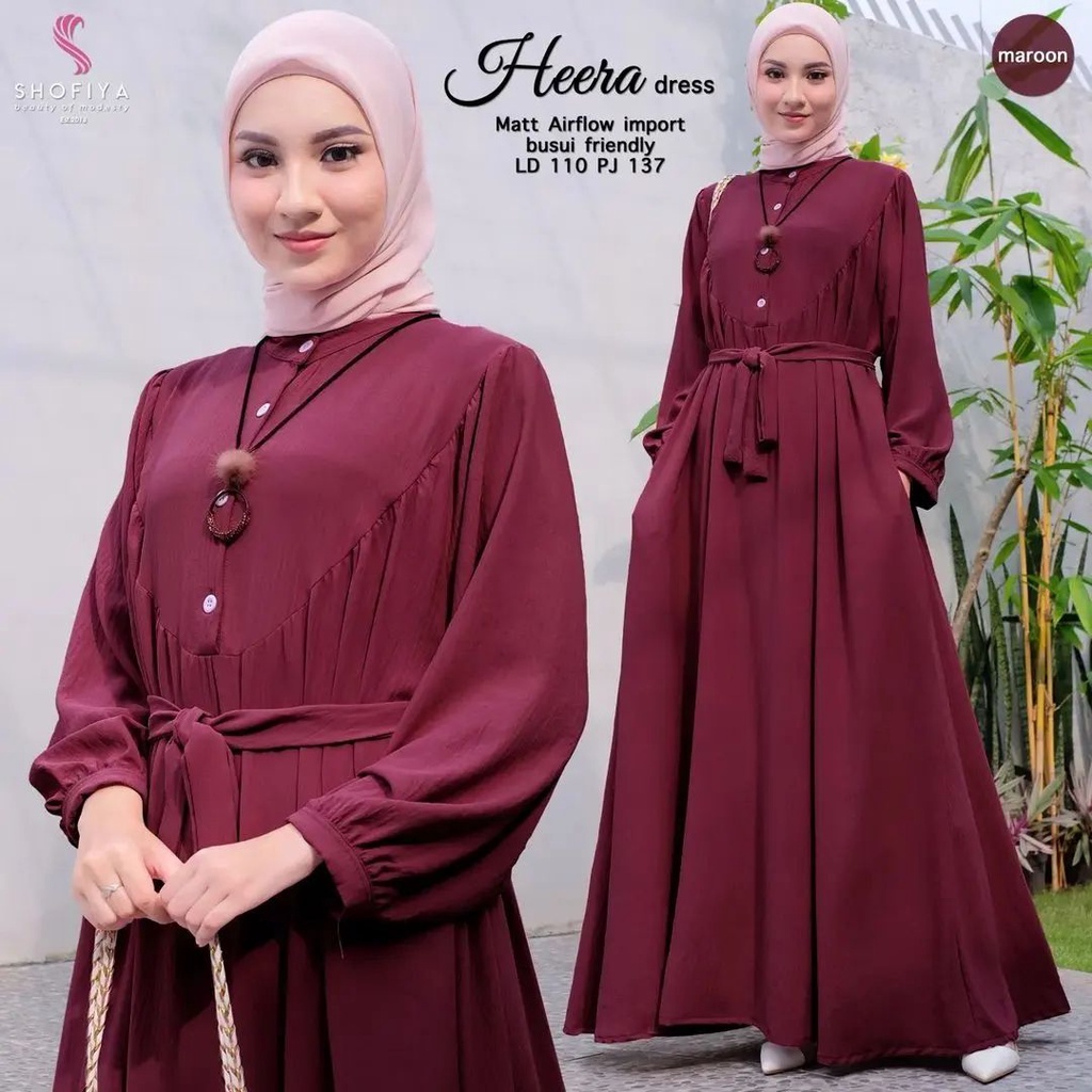 heera-dress-bl-ชุดเดรสมุสลิม-วัสดุ-crinkle-สไตล์เกาหลี-สําหรับผู้หญิง-ไม่รวม-hijab-2022