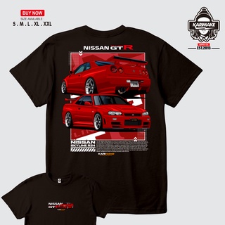 เสื้อยืด พิมพ์ลายรถยนต์ Nissan SKYLINE R34 JDM Karimake