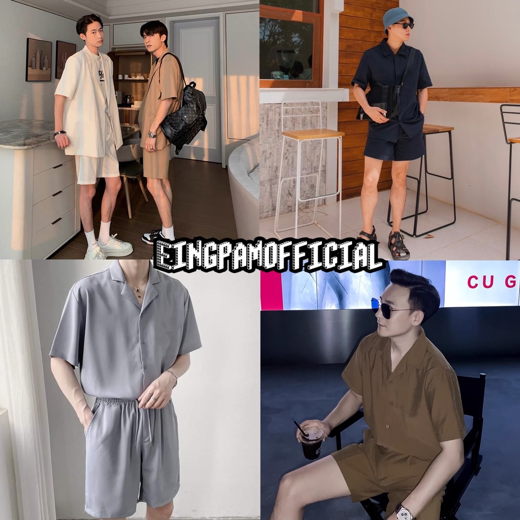ภาพสินค้าEP-ชุดเซทผู้ชาย ชุดเซทขาสั้น (7สี)  เซทเสื้อเชิ้ต+กางเกงขาสั้น จากร้าน eingpamofficial บน Shopee ภาพที่ 7