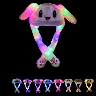 LED Rabbit Hat Animals Hat Moving Ear Dance Plush Toy For Gift