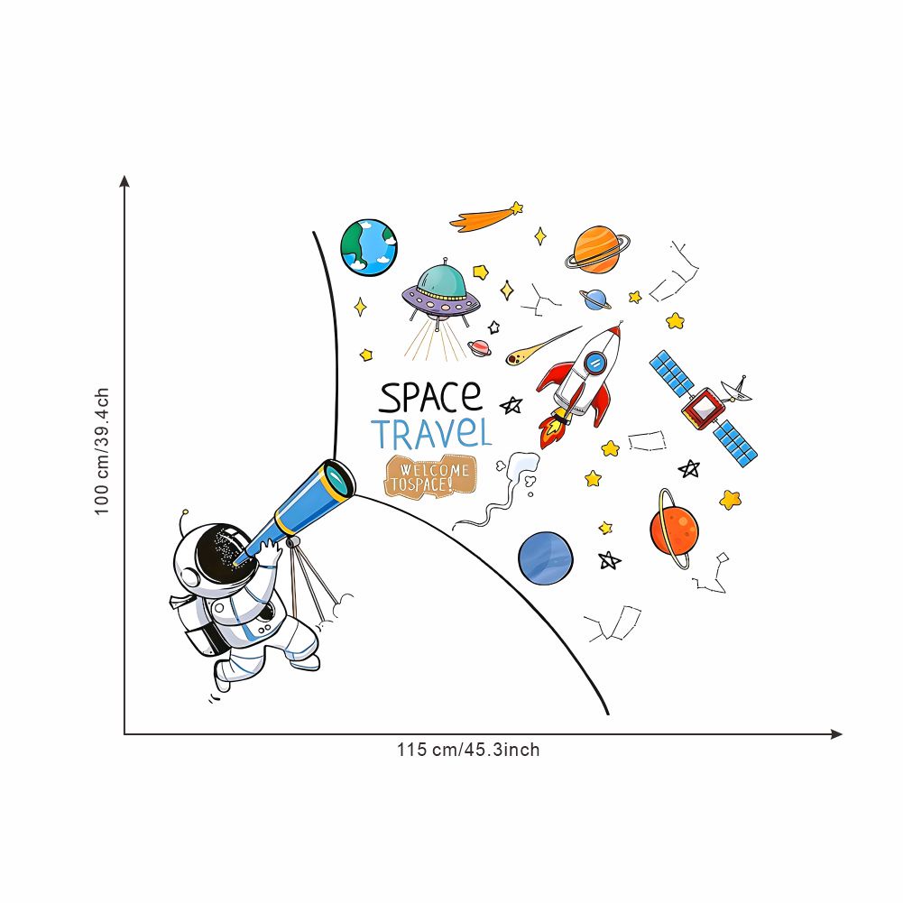 zooyoo-ท้องฟ้ากล่อมดาวดวงจันทร์นักบินอวกาศติดผนังห้องเรียนเด็กห้องเรียนตกแต่งจรวดติดผนังห้องเรียน