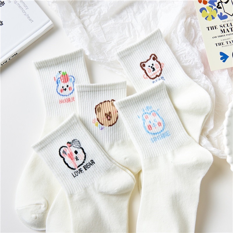 พร้อมส่ง-ถุงเท้าสไตล์น่าร้ากกก-ลายน้องหมีน่ารักปุกปุยย-น่ารักที่สุดในสามโลกก