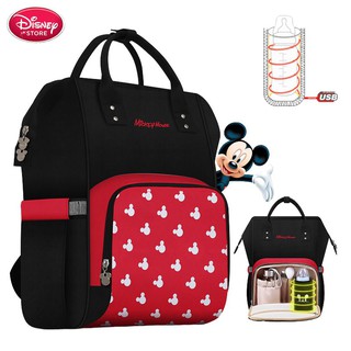 ภาพขนาดย่อของสินค้าDisney Diaper Bag Backpack USB Bottle Insulation Bags Minnie Mickey Big Capacity Travel Oxford Feeding Baby Mummy Handba