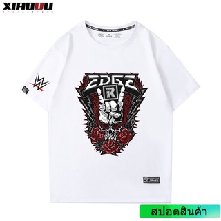 WWE มวยปล้ำกีฬารอบคอเสื้อยืดผู้ชายและผู้หญิงมวยปล้ำคนรักฤดูร้อนผ้าฝ้ายหลวมสบายๆแขนสั้นครึ่งแขน