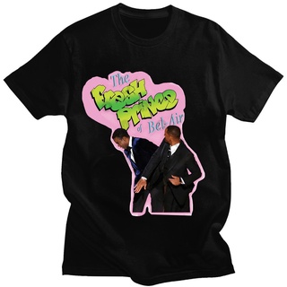  100%COTTONเสื้อยืดแขนสั้น ผ้าฝ้าย พิมพ์ลายกราฟิก The Fresh Prince of Bel Air Will Smith Slap Chris Rock Funny Meme สําห