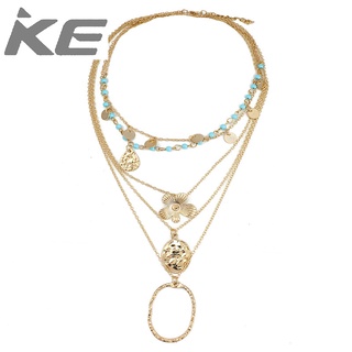 Jewelry Round Oval Flower Turquoise Necklace MultiNecklace Clavicle Chain for girls for women