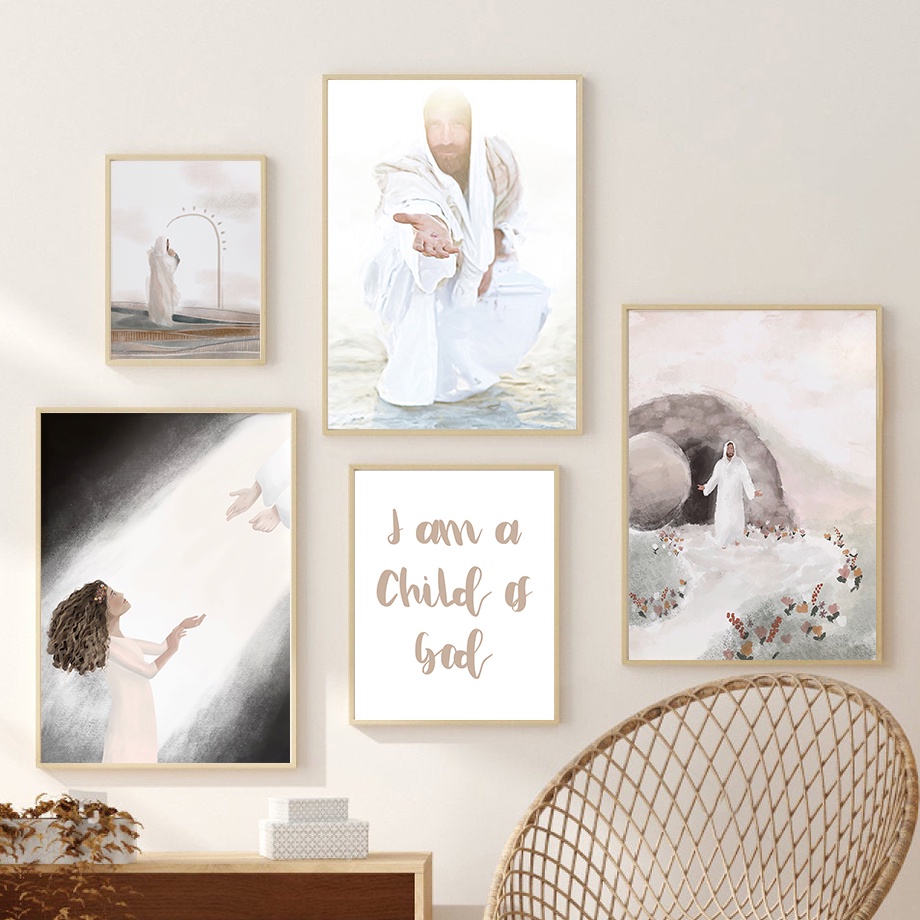 โปสเตอร์ภาพวาดผ้าใบ-รูปพระเยซู-และเด็กผู้หญิง-และเด็กผู้ชาย-สไตล์นอร์ดิก-สําหรับตกแต่งผนัง-ห้องนั่งเล่น