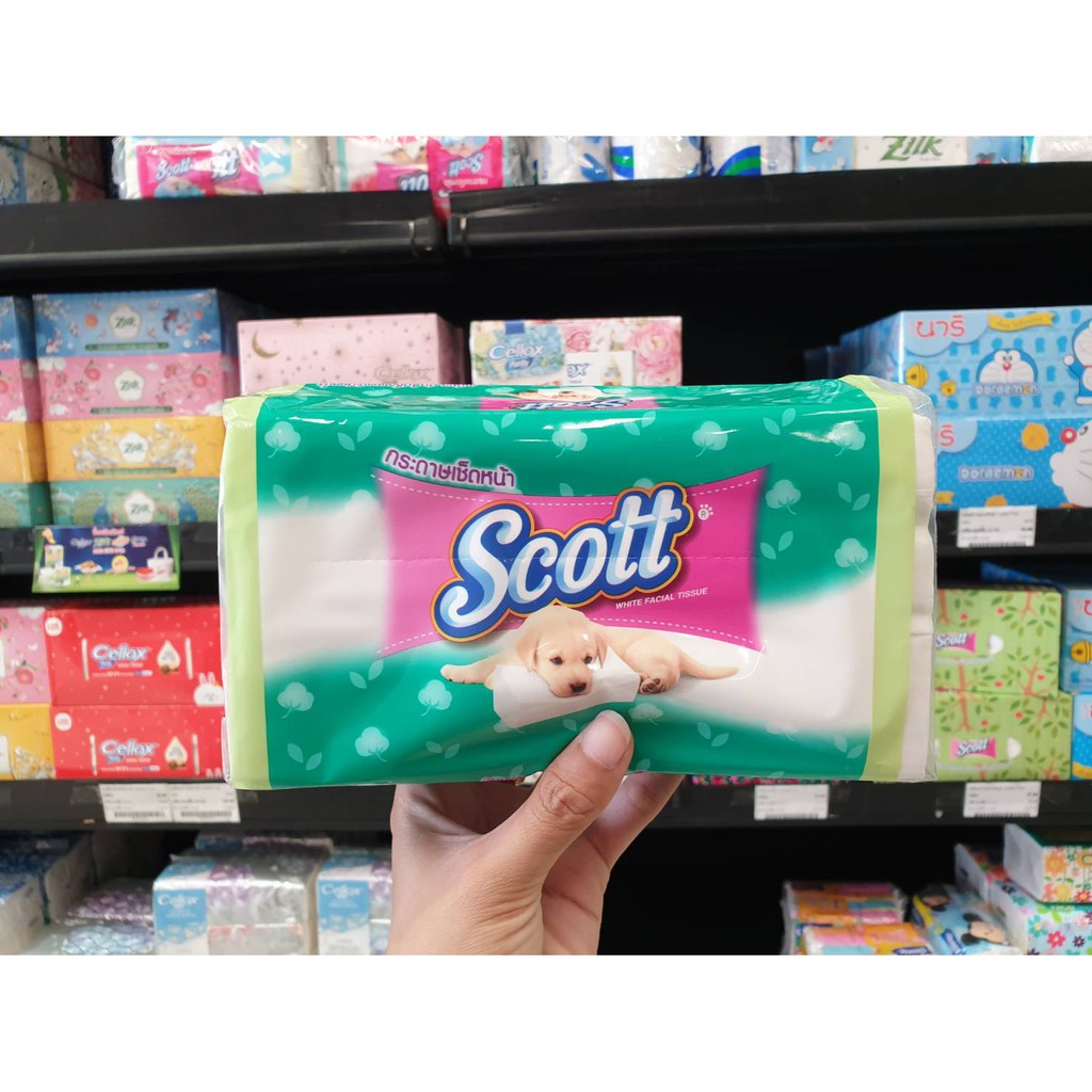 แพ็ค4ห่อ-สก๊อตต์-ซอฟท์บ็อกซ์-กระดาษเช็ดหน้า-120-แผ่น-0153-scott-softbox-white-facial-tissue